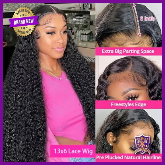 30 Inch Deep Wave Lace Front Wig Human Hair 200% Density Glueless